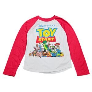 DISNEY PIXAR TOY STORY LONG‑SLEEVE GRAPHIC SHIRT – RED/WHITE – SIZE SMALL (KIDS)